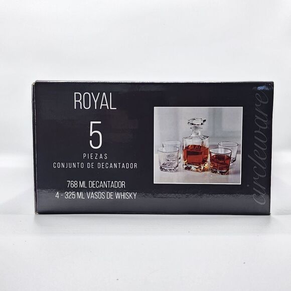 Circleware Royal Whiskey Decanter Set of 5pc 26oz - Picture 7 of 10
